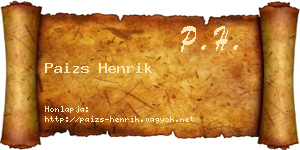 Paizs Henrik névjegykártya