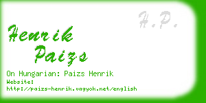 henrik paizs business card